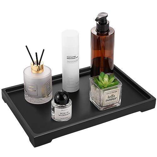 Luxspire Marble Tray for Soap Dispenser Perfume Jewelry, L, Matte Black - color: C - Black, style: Large