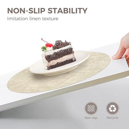 NCUE 13" Faux Leather Round Placemats Set of 4, Reversible Dual-Color - color: Dark Coffee Beige