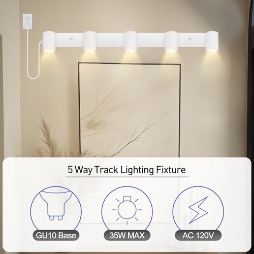 BoostArea LED Plug-in Track Light Kit, Matte White, 5-Light - color: 5 Light-White