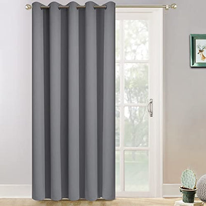 Yakamok Grey Room Darkening Curtains 84 inch Gray Sliding Door Drapes - color: Grey, size: 70"W x 84"L (Pack of 1)