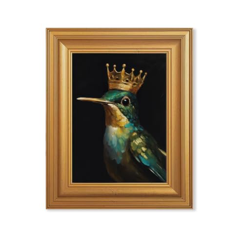 EJPFOGV Luxury Hummingbird with crown Framed Canvas Wall Art 8x10 inches - color: Crown, size: 10"L x 8"W
