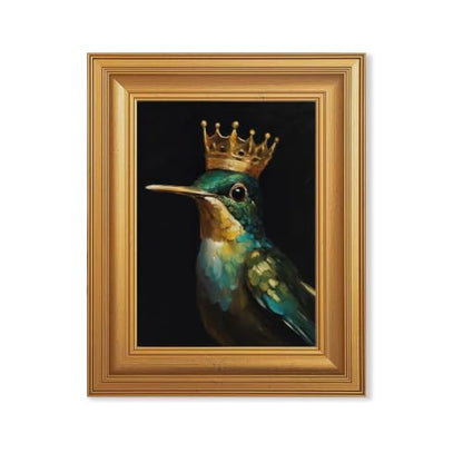 EJPFOGV Luxury Hummingbird with crown Framed Canvas Wall Art 8x10 inches - color: Crown, size: 10"L x 8"W