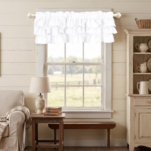 FUANGUI Ruffled Valance Curtain 52" W x 18" L Pleated Kitchen Valance - color: White, size: 52"W x 18"L (Pack of 1)