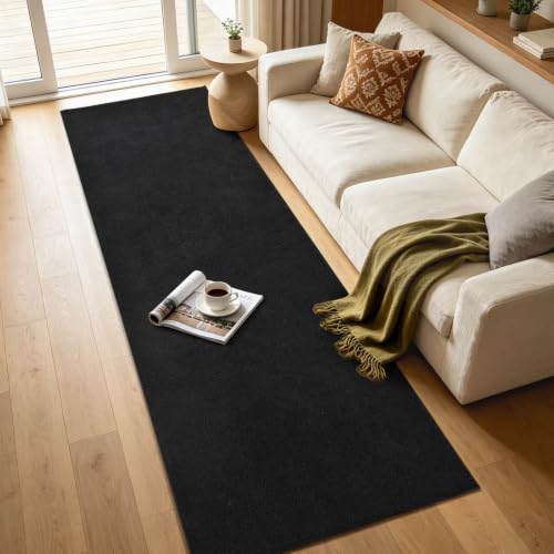 2x6 Black Solid Runner Rug Washable Non-Slip for Kitchen Hallway Bathroom - color: 08 Black Solid, size: 2' x 6' (Runner)