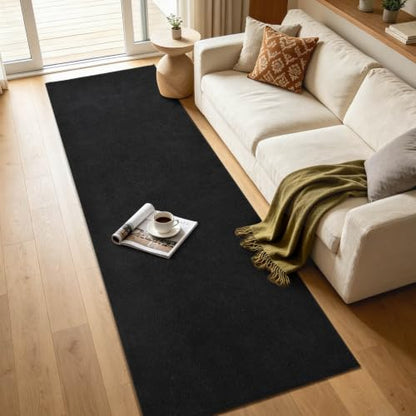 2x6 Black Solid Runner Rug Washable Non-Slip for Kitchen Hallway Bathroom - color: 08 Black Solid, size: 2' x 6' (Runner)