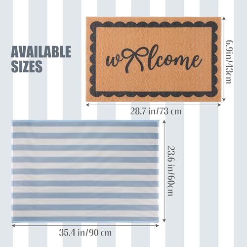 Tinideya 2 Pcs Blue Welcome Layered Doormat Set Fall Front Porch Decor - color: Blue,black