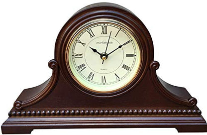 Mantel Clocks, Battery Operated, Silent Wood Mantle Clock with Westminster Chimes On The Hour, Solid Wooden Shelf Decorative Chiming Table Clock, 9" x 16" x 3" - color: Walnut - Roman Numerals