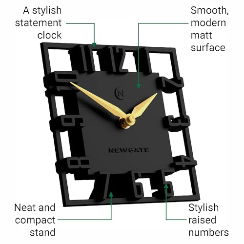 NEWGATE® Highline Desk Clock | Square Skeleton Clock | Black - color: Black