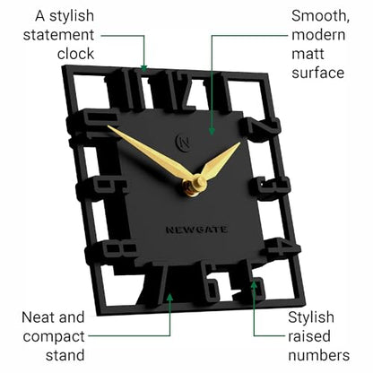 NEWGATE® Highline Desk Clock | Square Skeleton Clock | Black - color: Black
