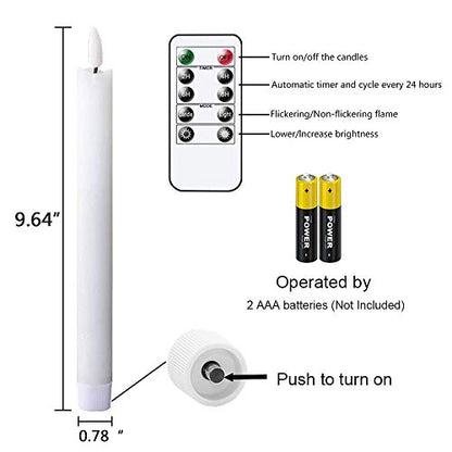 GenSwin Flameless Taper Candles LED Battery Operated Remote Timer White - color: 6-White