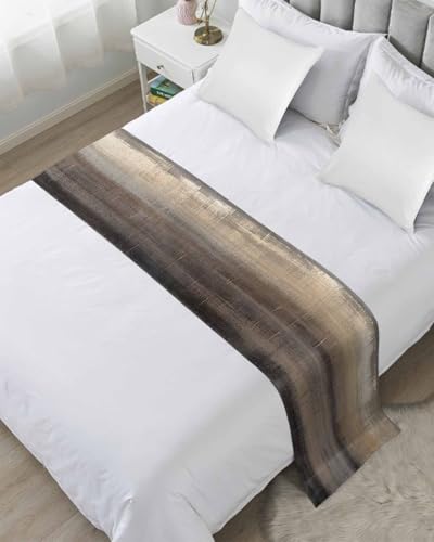 Ombre Brown Bed Runner Scarf Cal King Size,Modern Abstract Watercolor Terracotta Art Luxury Bed Throw Runners & Scarves for Twin Full Queen King Foot of Bed Bedroom Hotel Wedding Decoration,102"x20" - size: 102x20in,260x50cm
