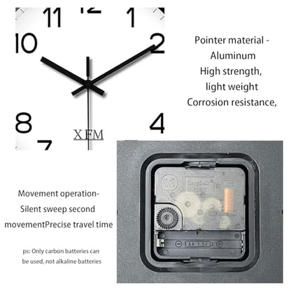 XFM Wall Clocks Battery Operated 12 inch Modern Silent - color: Black, size: 12 Inch-1pcs