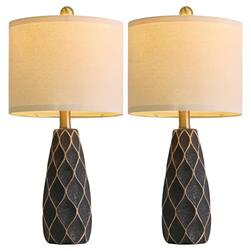 Small Table Lamps Set of 2 for Living Room, 20.25" Black Bedside Boho Lamps - color: Black, size: Small - 20.75''