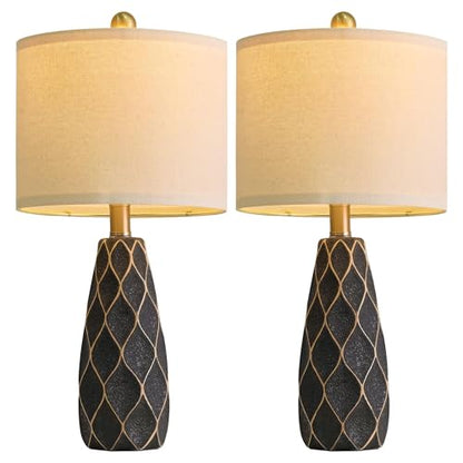 Small Table Lamps Set of 2 for Living Room, 20.25" Black Bedside Boho Lamps - color: Black, size: Small - 20.75''