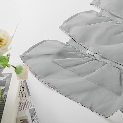 PearAge Ruffled Voile Semi Sheer Curtain Valance, Kitchen Living Room Shabby Chic Ruffle Valance Curtains, Girls Daughters Bedroom Cascade Window Valance 52x26 Inches (Grey-Triangle) - color: Grey