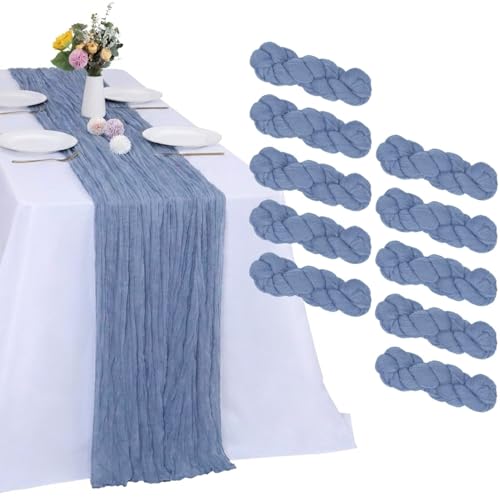 10 Pack Dusty Blue Cheesecloth Table Runner 17 x 108 Inch - color: Dusty Blue, size: 10Pcs - 9 Ft