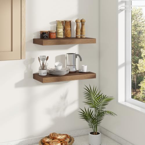 Dreamland 20 Inches Wall Mounted Wood Floating Shelves, Walnut, 2 Pack - color: Walnut, size: 20in