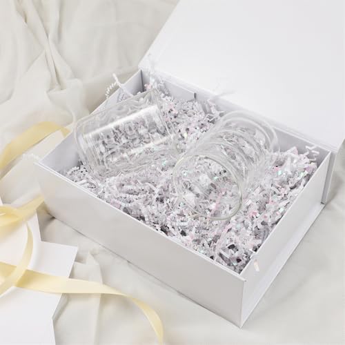 White Gift Box,10x7.3x3.5 Gift Boxes With Lids For Presents Includes Ribbon And Diy Printable Sticker Paper,Bridesmaid Proposal Box,Magnetic Gift Box For Birthday,Wedding,Graduation - color: 10x7.3x3.5inch-White-Pack 1