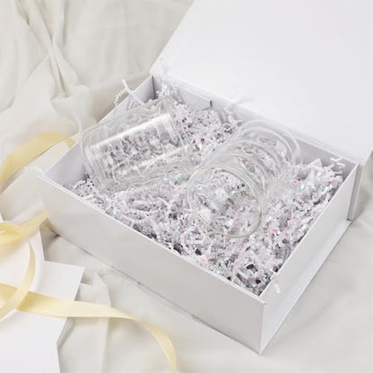 White Gift Box,10x7.3x3.5 Gift Boxes With Lids For Presents Includes Ribbon And Diy Printable Sticker Paper,Bridesmaid Proposal Box,Magnetic Gift Box For Birthday,Wedding,Graduation - color: 10x7.3x3.5inch-White-Pack 1