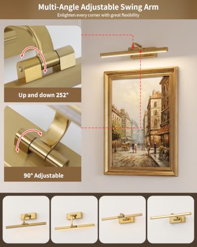 15.75-Inch Battery Operated Picture Light for Wall, LED Art Light - color: Brass, size: 15.75 inch-3W