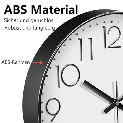 Silent Wall Clocks Battery Operated 8 Inch, Analog Wall Clock with Oversized Number Tempered Glass Clock Face, Black Quartz Non Ticking Wall Clocks for Living Room Bedroom Kitchen Office - color: White, size: 8 Inch