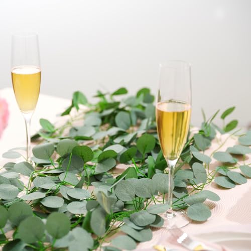 CQURE 72 Pack 504Ft Eucalyptus Garland,Artificial Eucalyptus Leaves Table Greenery Garland Wreath Vines for Wedding Party Table Fireplace Bedroom Wall Room Decor - size: 504Ft-72Pack-Green