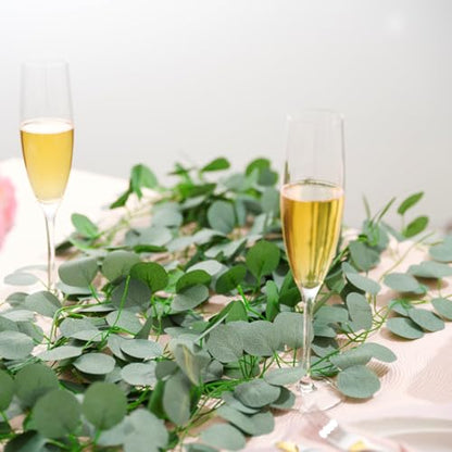 CQURE 72 Pack 504Ft Eucalyptus Garland,Artificial Eucalyptus Leaves Table Greenery Garland Wreath Vines for Wedding Party Table Fireplace Bedroom Wall Room Decor - size: 504Ft-72Pack-Green