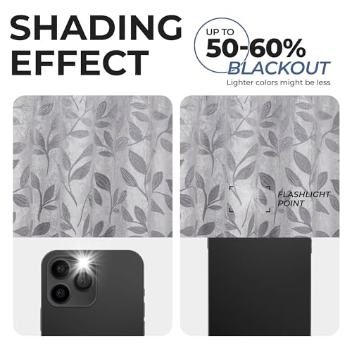 SUPERIOR Blackout Curtains, Room Darkening, Bedroom, Drapes, Kitchen, Living Room Window Accents, Sun Blocking, Thermal, 2 Pack, Leaves Blackout Curtains, Set of 2, 46" x 63", Grey - color: Grey, size: 46"W x 63"L (Pack of 2)
