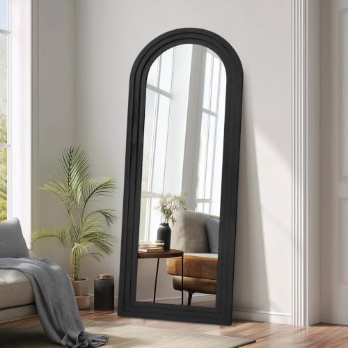 58x22 Arched Full Length Mirror, Solid Wood 3 Layer Frame, Black - color: Black-3 Layer-ar Frame, size: 57.9"L x 21.9"W