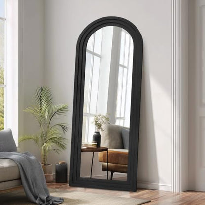 58x22 Arched Full Length Mirror, Solid Wood 3 Layer Frame, Black - color: Black-3 Layer-ar Frame, size: 57.9"L x 21.9"W