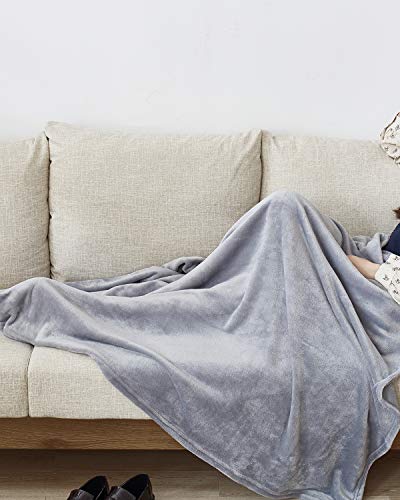 KMUSET Fleece Blanket Grey Queen Size Lightweight Cozy Plush Microfiber Solid Blanket Factory Shop - color: Grey, size: Queen(90"x90")