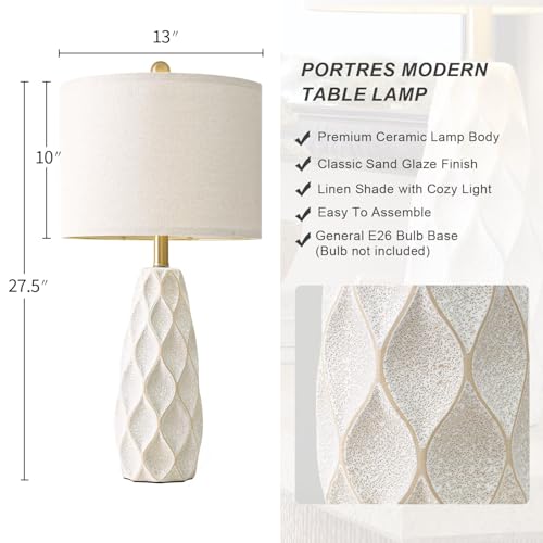 27.5" Ceramic Table Lamps for Living Room Bedroom Lamps Set of 2 Modern - color: White, size: Large - 27.5’‘