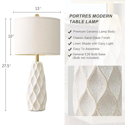 27.5" Ceramic Table Lamps for Living Room Bedroom Lamps Set of 2 Modern - color: White, size: Large - 27.5’‘