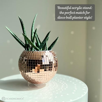 SCANDINORDICA Disco Ball Planter, Value Package, 6-inch Rose Gold - size: 6" Rose Gold