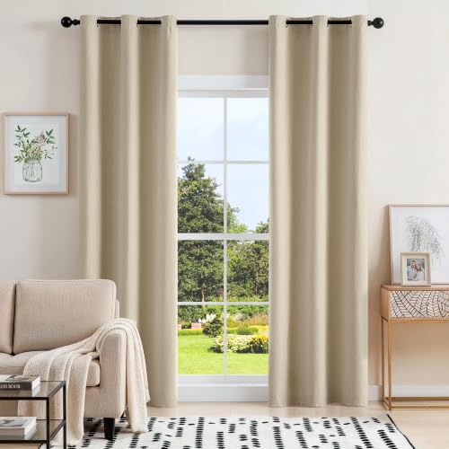 ChrisDowa Natural Blackout Curtains 80 Inches Long 2 Panels for Bedroom - color: Natural, size: 40"W x 80"L (Pack of 2)