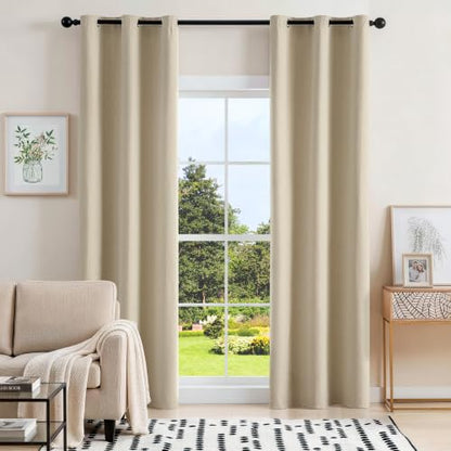 ChrisDowa Natural Blackout Curtains 80 Inches Long 2 Panels for Bedroom - color: Natural, size: 40"W x 80"L (Pack of 2)