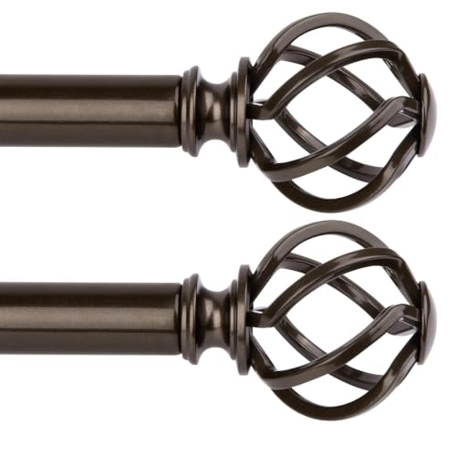 KAMANINA Bronze Curtain Rod 32 to 58 Inch, Adjustable Single Drapery Rods (Pack of 2) - color: Bronze, size: 32-58" (Pack of 2)