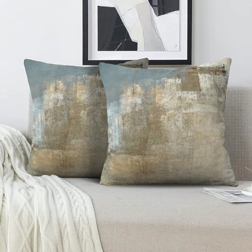 Throw Pillow Covers for Couch, 20x20 Inch, Set of 2, Beige Grey - color: Grey and Beige, size: 20" x 20" (Pack of 2)