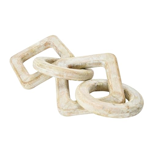 Creative Co-Op Mango Wood Chain Decor, Whitewashed