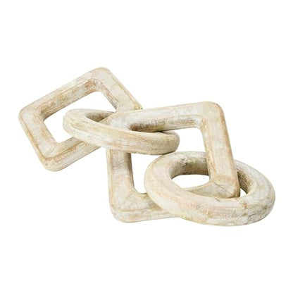 Creative Co-Op Mango Wood Chain Decor, Whitewashed