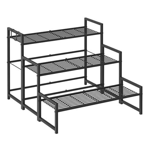 Garden 4 you 3 Tier Metal Stackable Plant Stand, Flower Pot Holder - color: Black, size: 27.5"L x 30"W x 23"H