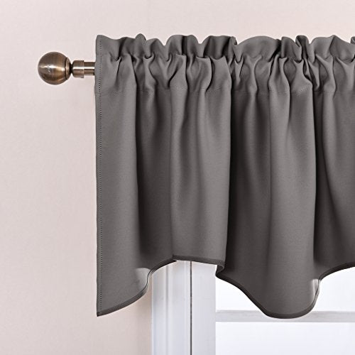 NICETOWN 2 Panels Grey Kitchen Blackout Valances for Windows, 42W x 18L - color: Grey, size: 42"W x 18"L (Pack of 2)