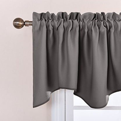 NICETOWN 2 Panels Grey Kitchen Blackout Valances for Windows, 42W x 18L - color: Grey, size: 42"W x 18"L (Pack of 2)