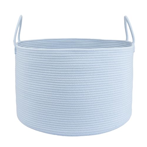 XUANGUO 66L Large Blanket Basket, Round Cotton Rope Basket, Blue - color: blue