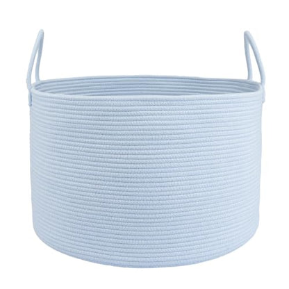 XUANGUO 66L Large Blanket Basket, Round Cotton Rope Basket, Blue - color: blue
