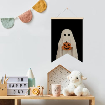 LARNDUMAMA Halloween Ghost Pumpkins Wall Art Canvas Banner Poster, 12x16 In - color: ghost2