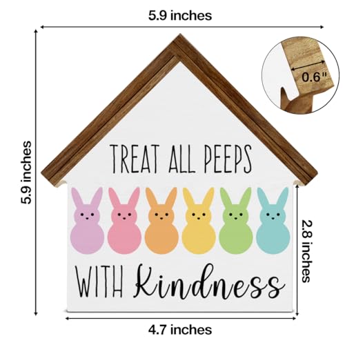 Easter Decor, Treat All Peeps with Kindness Bunny House Shaped Sign - color: TREAT