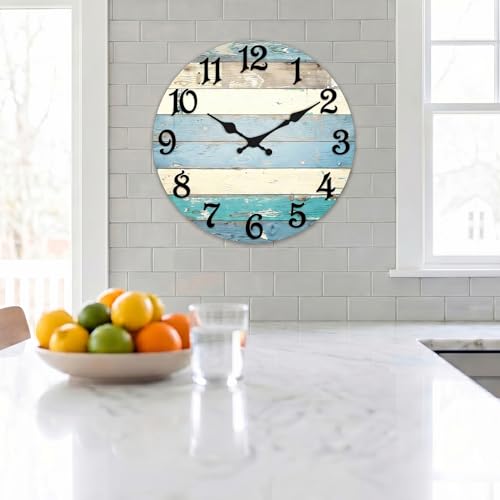 ArtSocket Round Wall Clock Silent Non-Ticking 8", Beach Coastal - color: Geometric Modern Abstract, size: 8in