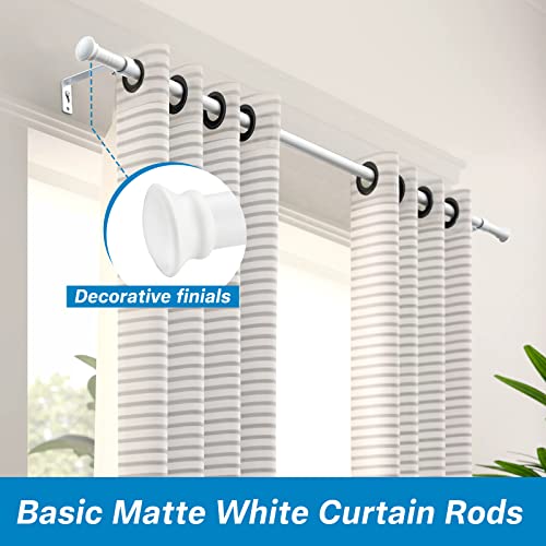 White Curtain Rods, Small Curtain Rods for Windows 48 to 84 Inch, 5/8 Heavy Duty Matte White Curtain Rod Set with Brackets, Adjustable Splicing Drapery Rod - color: White, size: 48-84" (1pc)