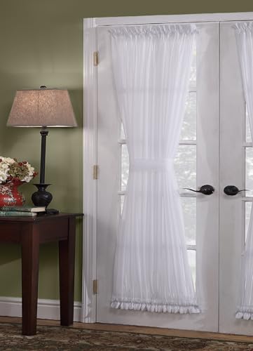Today's Curtain, Emelia Door Panel Sheer 54", White, 41" W x 54" L, with Tieback - color: White, size: 41"W x 54"L (Pack of 1)